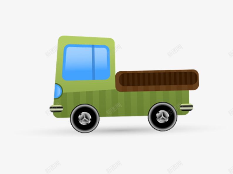 载货的小汽车png免抠素材_新图网 https://ixintu.com 卡通 咖色 汽车 绿色 蓝色 货车 车窗 轮胎 黑色