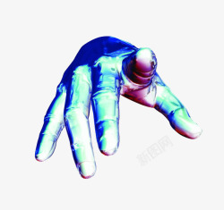 3d蓝色手指屏幕手指头素材