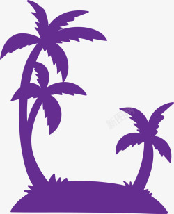 椰子树剪影矢量素材紫色夏天椰子树剪影矢量图高清图片