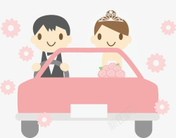 婚车上的新娘新郎红色婚礼新娘新郎婚车高清图片