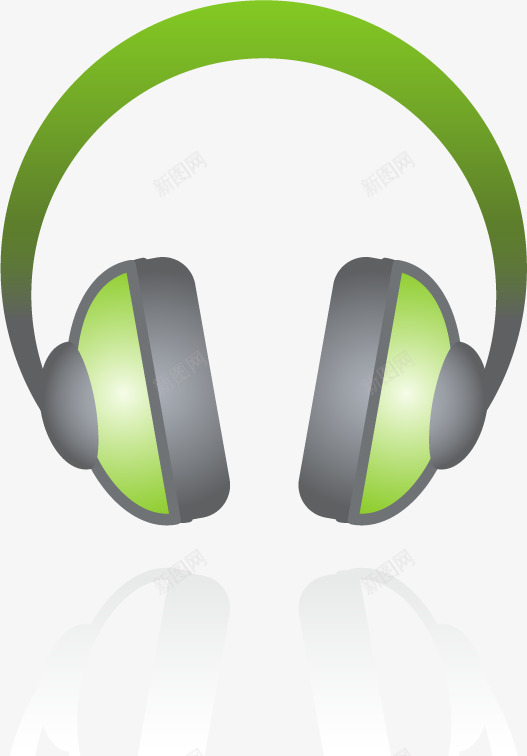 耳机图标png_新图网 https://ixintu.com UI 卡通 图标 手绘 电脑 绿色耳机 耳麦