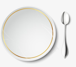 灰色勺子作料高端餐具盘子高清图片