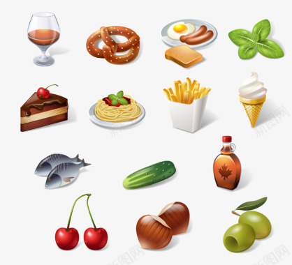 14个3D食品图标图标