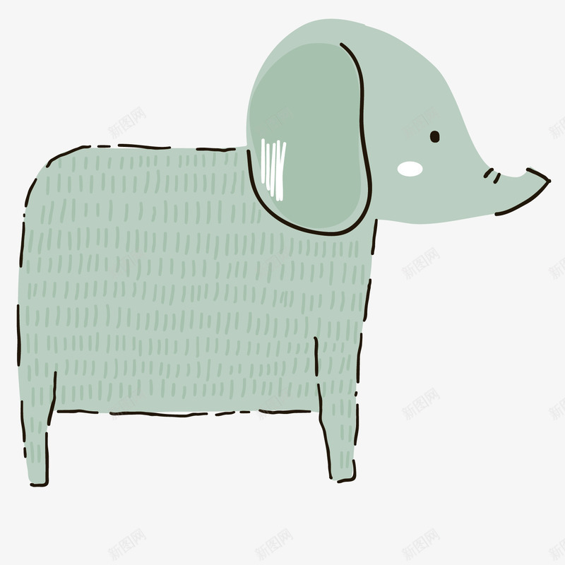 灰色大象手绘png免抠素材_新图网 https://ixintu.com 个性 侧面 动物 可爱 大象 手绘 绘画 长鼻子