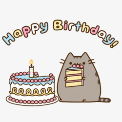 猫咪蛋糕卡通手绘猫咪生日图高清图片