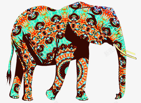 花纹大象艺术图案png免抠素材_新图网 https://ixintu.com 大象 艺术图案 花纹 花纹大象艺术图案