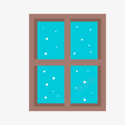 灰蓝色窗户外的雪花矢量图素材