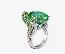 绿宝石图案蜥蜴绿宝石戒指高清图片