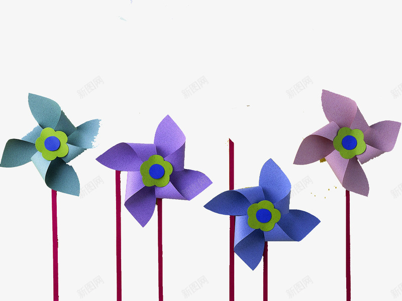 纸质玩具风车png免抠素材_新图网 https://ixintu.com 手工作品 手工作物 玩具 纸质 蓝紫色 风车