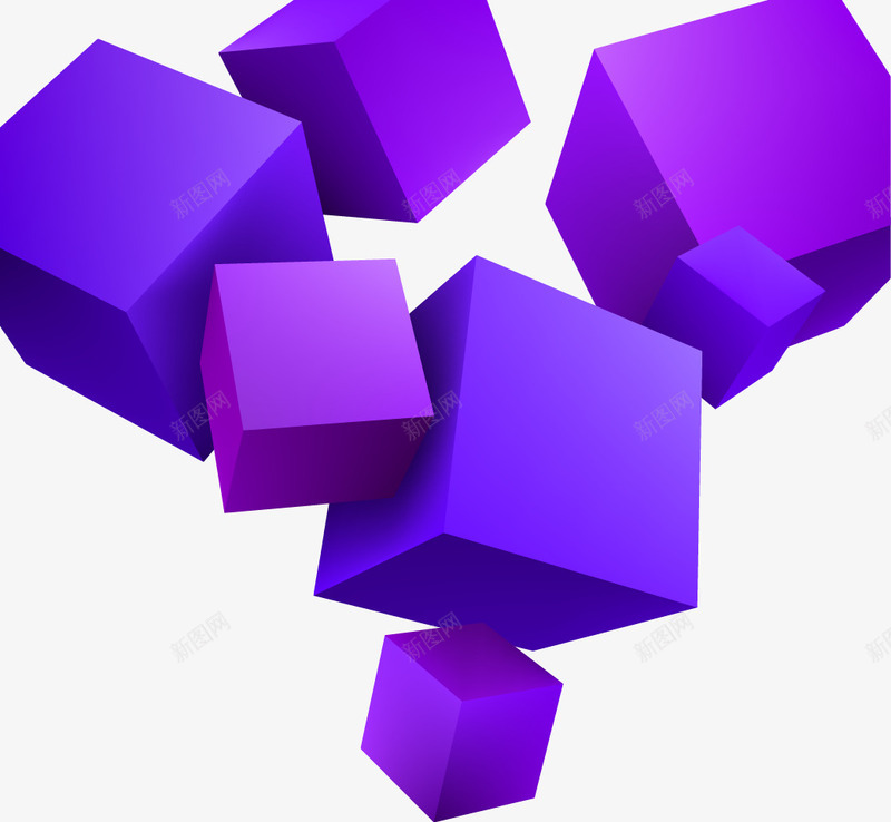 紫色3D立体块矢量图ai免抠素材_新图网 https://ixintu.com 3D 立体块 紫色 矢量图