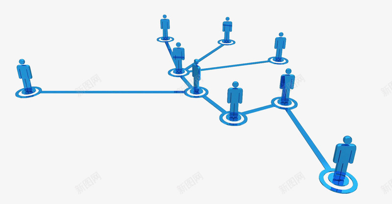 蓝色3D小人人脉图png免抠素材_新图网 https://ixintu.com 人脉 人脉图 小人 蓝色