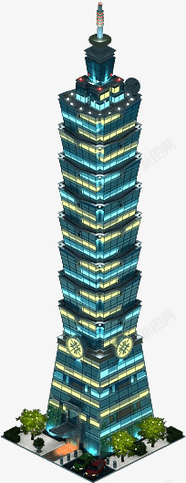 大楼三维手绘台北101高清图片
