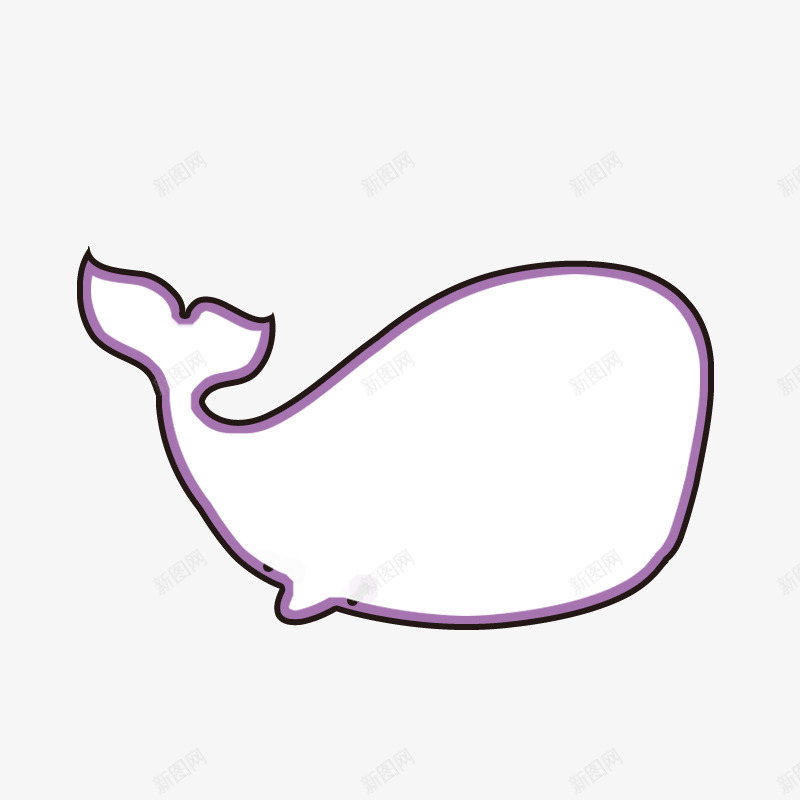 简笔鲸鱼png免抠素材_新图网 https://ixintu.com 一条 卡通 手绘 白色 简笔 素描鲸鱼 紫色 线条 鲸鱼