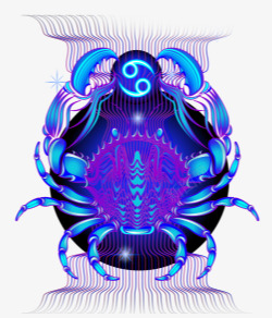 水逆蓝紫色螃蟹创意插画高清图片