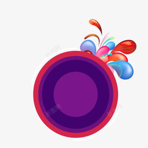圆圈背景紫色装饰psd免抠素材_新图网 https://ixintu.com 圆形 标题框 标题背景 气球