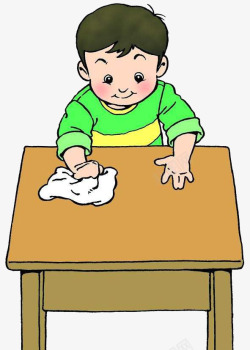 擦拭动作可爱小男孩擦东西擦桌子图案高清图片