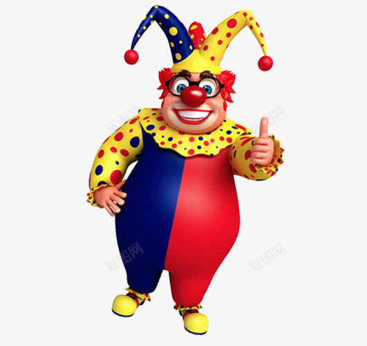 3D彩色点赞的小丑png免抠素材_新图网 https://ixintu.com 3D 小丑 彩色 愚人节 点赞 表演 马戏团
