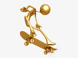 玩滑板的小金人素材