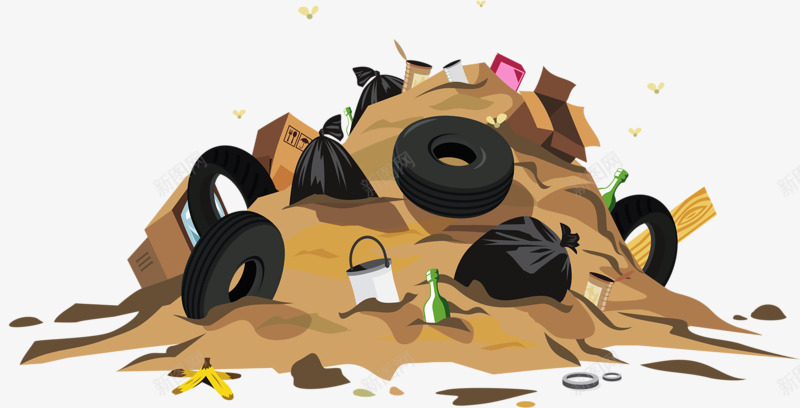臭臭垃圾堆png免抠素材_新图网 https://ixintu.com 垃圾 垃圾堆 烂轮胎 纸箱