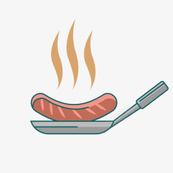 红色加热锅灰色盘子上加热的烤肠矢量图高清图片