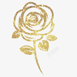 手绘金色玫瑰矢量图素材