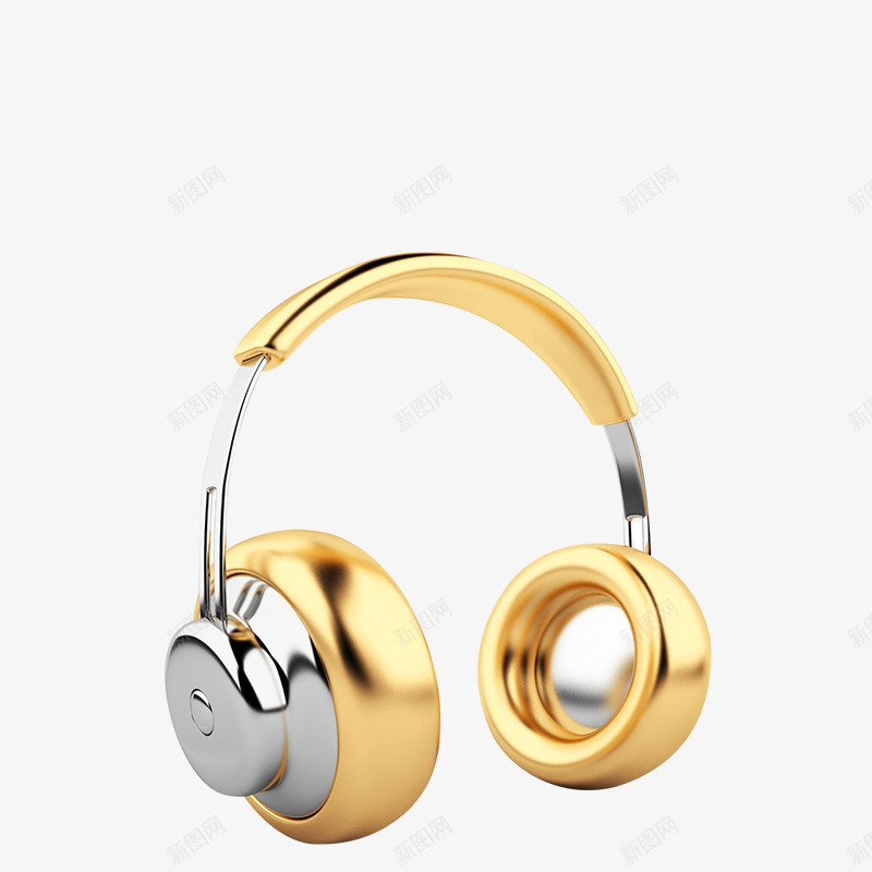头戴式电脑耳机png免抠素材_新图网 https://ixintu.com 电脑 耳机 质感 金色