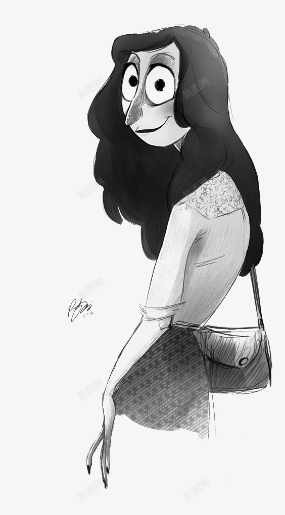 妇女插画png免抠素材_新图网 https://ixintu.com 创意妇女 妈妈 手绘妇女 黑白女人