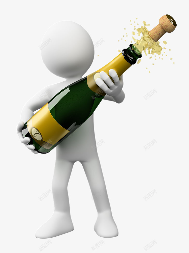 拿香槟的3D小人png免抠素材_新图网 https://ixintu.com 3D小人 png图片素材 免费png元素 创意 装饰素材 酒瓶 香槟 高清免费png素材