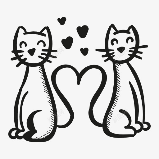 两只猫咪图标png_新图网 https://ixintu.com love 猫