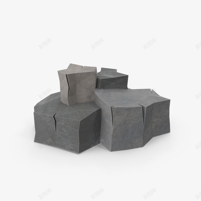 巨石石头png免抠素材_新图网 https://ixintu.com 3D模型 巨石 石头