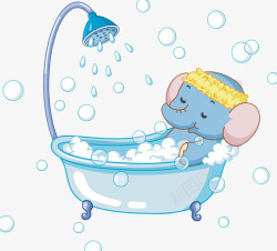 洗澡的大象素材