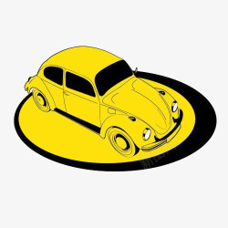 黄色小汽车顶部特写图案素材
