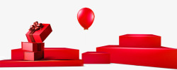 红色双十二电商3D立体展示平台素材
