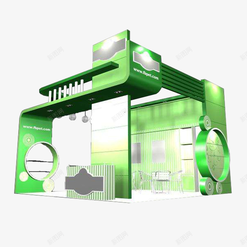 展示3D展厅psd免抠素材_新图网 https://ixintu.com 3D展厅 展台 展示设计 异形 白绿色 科技 简约 造型