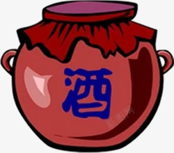 坛子白酒暗红色大气手绘中国风白酒坛子高清图片