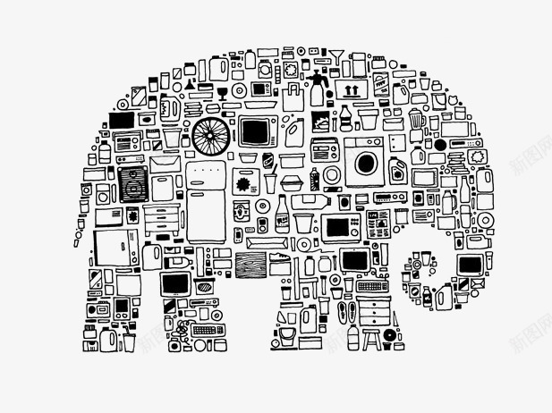 创意大象png免抠素材_新图网 https://ixintu.com 创意图形设计 创意大象 图文设计 大象