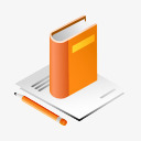 本子纸和笔图标png_新图网 https://ixintu.com 图标 橙色 素材