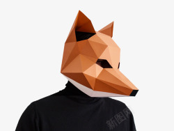 3D拼图风格狐狸面具素材