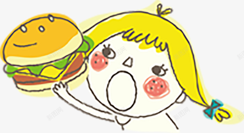 吃汉堡的女孩png免抠素材_新图网 https://ixintu.com 小女孩 汉堡包 金发 黄色