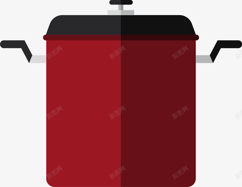 红色厨具png免抠素材_新图网 https://ixintu.com 卡通 厨房用具 带盖盆子 手绘 煮汤用具 红色