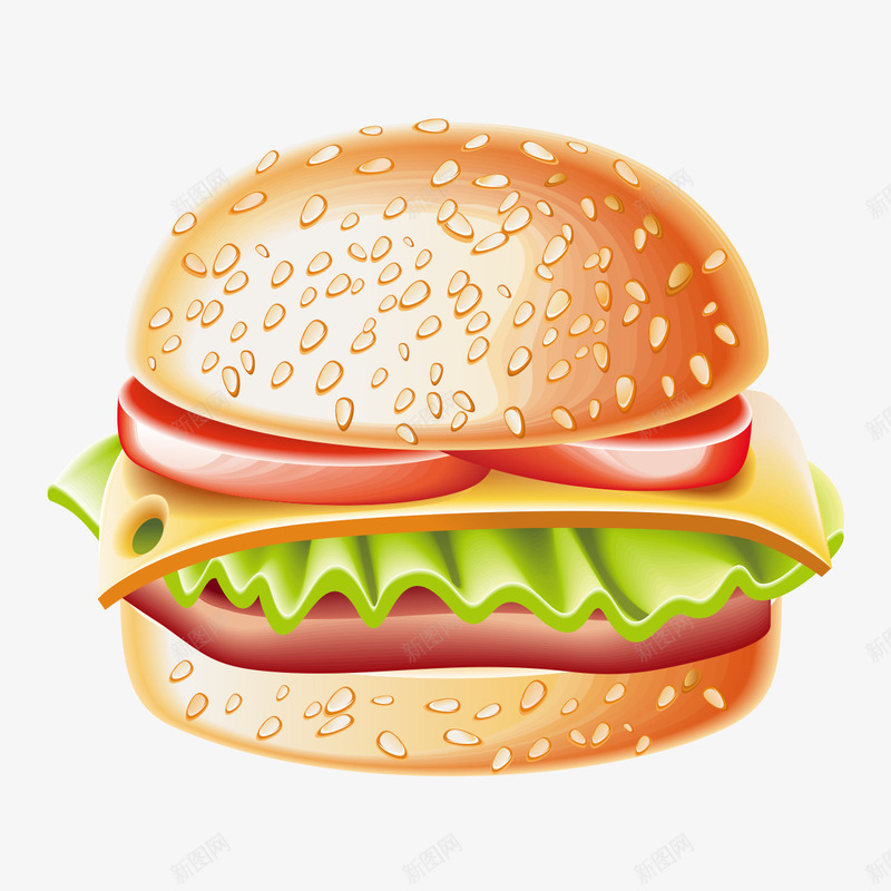卡通快餐美味汉堡png免抠素材_新图网 https://ixintu.com 卡通 快餐 汉堡 生菜 美味 鸡肉