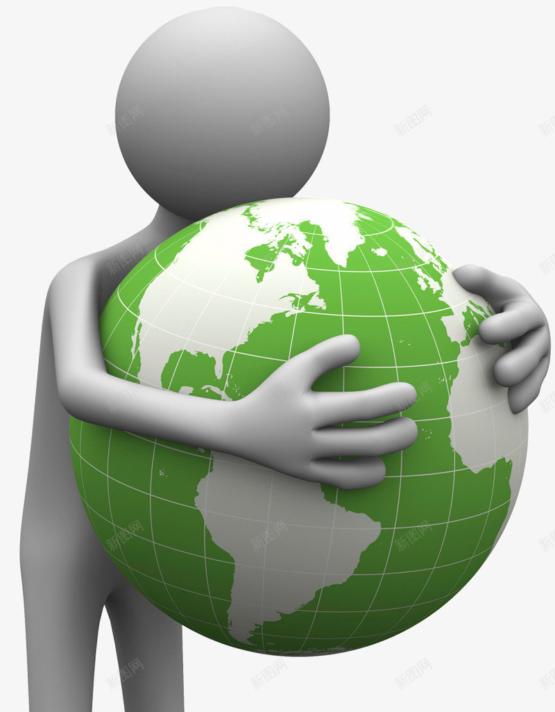 白色小人拥抱地球png免抠素材_新图网 https://ixintu.com PNG 爱护地球 环保 白色小人 绿色地球
