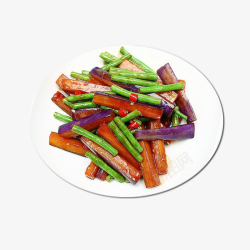 长豆角熘茄子产品实物美食茄子豆角高清图片