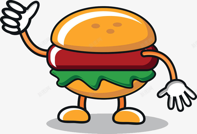 握拳头的汉堡小人png免抠素材_新图网 https://ixintu.com 卡通 双层包 吃饭 夹层 快餐 汉堡 美味 美食 肉 脂肪 面包 食物 鲜虾堡