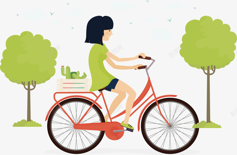 红色单车png免抠素材_新图网 https://ixintu.com 低碳出行 单车 矢量png 红色单车 骑单车 骑车出游