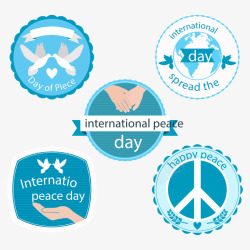 国际和平蓝色国际和平日标签矢量图高清图片