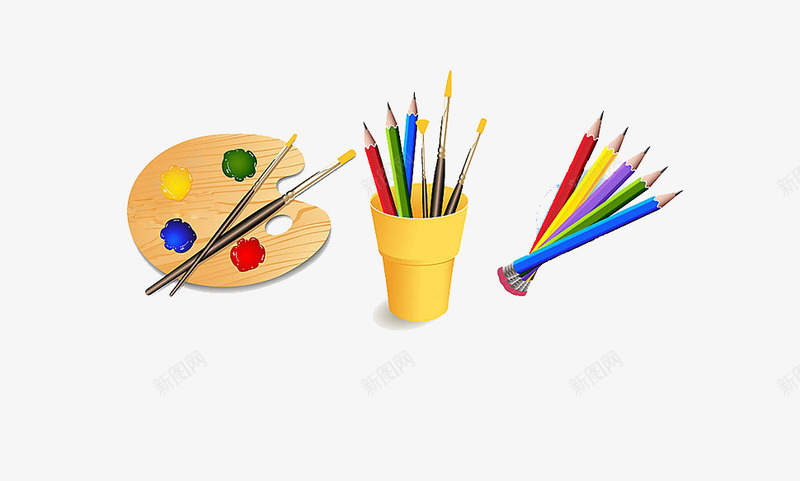 绘图小图标png_新图网 https://ixintu.com 彩色 绘画板 铅笔 颜料