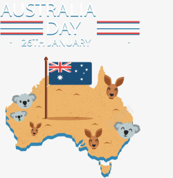 黄色动物头澳大利亚地图矢量图素材
