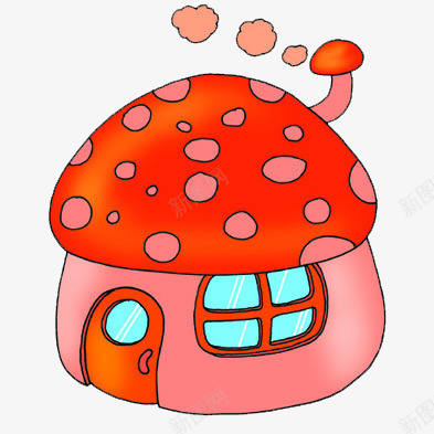 蘑菇屋png免抠素材_新图网 https://ixintu.com 卡通 可爱 童趣 红色蘑菇房 蘑菇屋