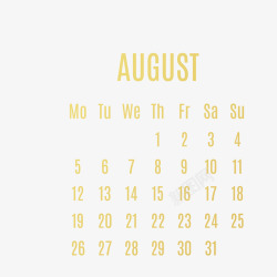 黄色日历黄色2019年8月日历矢量图高清图片